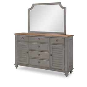 Legacy Furniture Kingston Brown Tweed Gray Louvered Dresser And Mirror