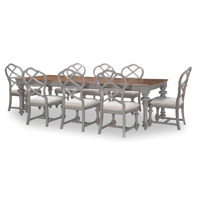 Legacy Furniture Kingston Brown Tweed Gray 9pc Dining Room Set LGC-2311-122-140-DR-S3