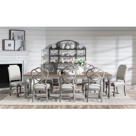 Legacy Furniture Kingston Brown Tweed Gray 9pc Dining Room Set With 2 Uphol...