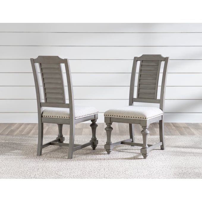 2 Legacy Furniture Kingston Tweed Gray Louvered Side Chairs LGC-2311-340