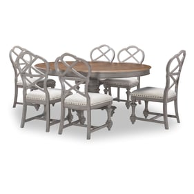 Legacy Furniture Kingston Brown Tweed Gray Oval 7pc Dining Room Set