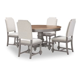 Legacy Furniture Kingston Brown Tweed Gray Round 5pc Dining Room Set With U...