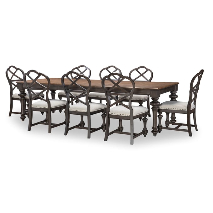 Legacy Furniture Kingston Brown Dark Sable 9pc Dining Room Set LGC-2312-122-140-DR-S3