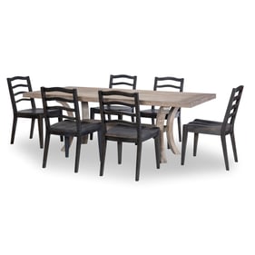 Legacy Furniture Halifax Flax Java Trestle 7pc Dining Room Set With Ladderb...