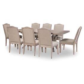 Legacy Furniture Halifax Flax Trestle 9pc Dining Room Set With Upholstered ...