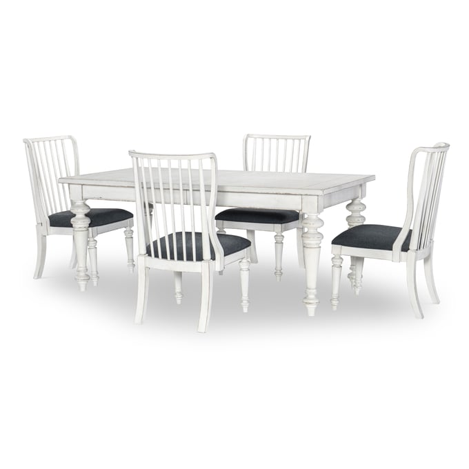 Legacy Furniture Cottage Park Aged White Rectangle 5pc Dining Room Set With Slat Back Chairs LGC-2430-121-140-DR-S1