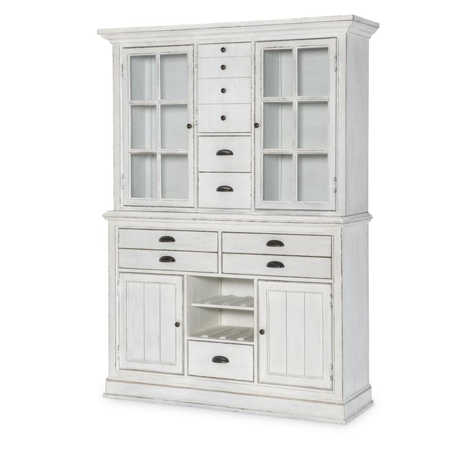 Legacy Furniture Cottage Park Aged White Credenza Server With Hutch LGC-2430-151-152-BUF-HUT