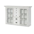 Credenza Hutch (2 Framed Glass Doors w/2 Adj. Shelves Each, Faux Drawer Front Door w/1 Adj. Shelf, 2 Drawers)