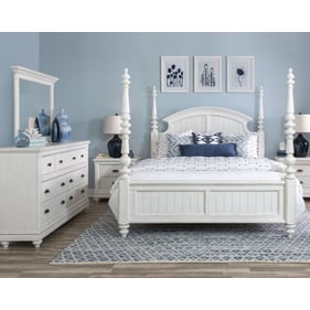 Legacy Furniture Cottage Park Aged White 4pc Bedroom Set With Queen Poster ...