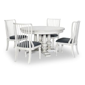 Legacy Furniture Cottage Park Aged White Round 5pc Dining Room Set With Sla...