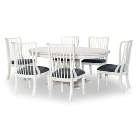 Legacy Furniture Cottage Park Aged White Round 7pc Dining Room Set With Sla...