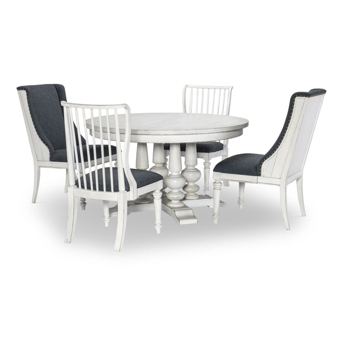 Legacy Furniture Cottage Park Aged White Round 5pc Dining Room Set LGC-2430-521K-140-450-DR-S1