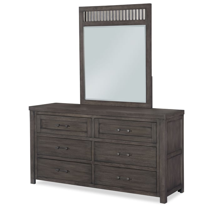 Legacy Kids Bunkhouse Aged Barnwood 6 Drawers Dresser And Mirror LGC-N8830-0100-1100C-DRMR