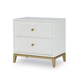 Legacy Furniture Chelsea White Gold Night Stand With Decorative Lattice