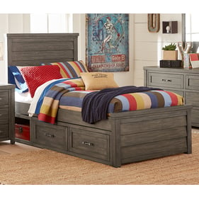 Legacy Kids Bunkhouse Aged Barnwood Louvered Twin Drawer Bed