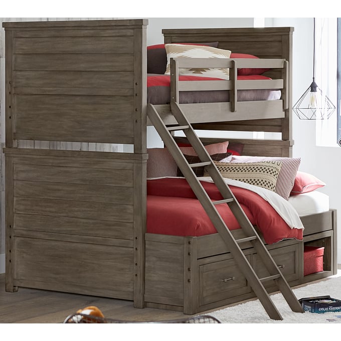 Legacy Kids Bunkhouse Aged Barnwood Twin over Full Bunk Bed with Underbed Storage Unit LGC-8830-8140K-BNK-BED3