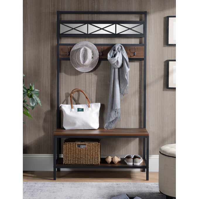 Dropship ON-TREND All In One Hall Tree With 3 Top Shelves And 2