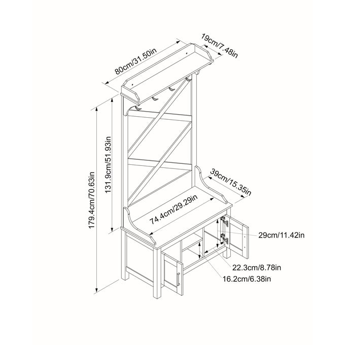 Dropship ON-TREND All In One Hall Tree With 3 Top Shelves And 2