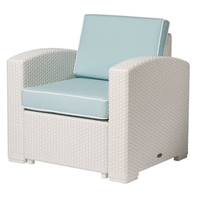 Lagoon Magnolia White Rattan Blue Cushion Club Chair