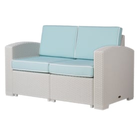 Lagoon Magnolia White Blue Loveseat