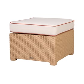 Lagoon Magnolia Tan Rattan White Cushion Ottoman