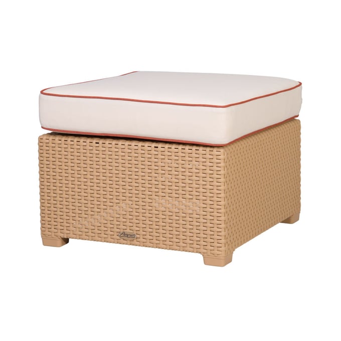 Lagoon Magnolia Tan Rattan White Cushion Ottoman LGN-7023N4-OTLG2