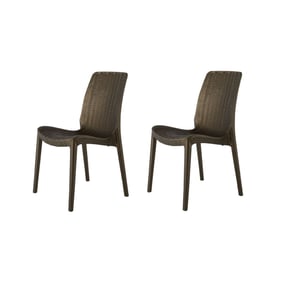 4 Lagoon Rue Metallic Bronze Rattan Stackable Dining Chairs