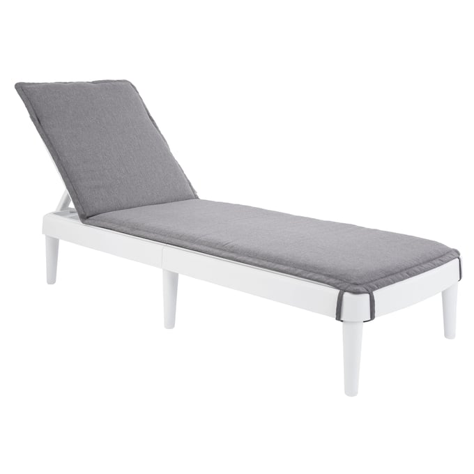 Lagoon Tahiti White Rattan Grey Cushion Chaise Lounge LGN-7030W8-G03