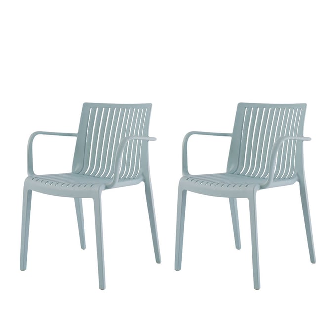 2 Lagoon Milos Baby Blue Stackable Arm Chairs LGN-7203B9-ASLGS