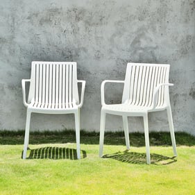 2 Lagoon Milos B White Stackable Arm Chairs