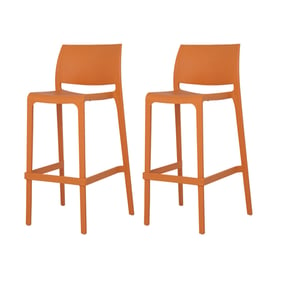 2 Lagoon Sensilla Orange Stackable Bar Stools