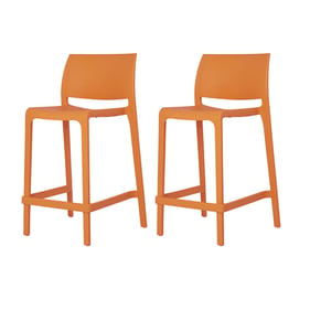 2 Lagoon Sensilla Orange Stackable Counter Stools