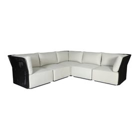 LH Home Naples Black White Outdoor L Shaped Sectional