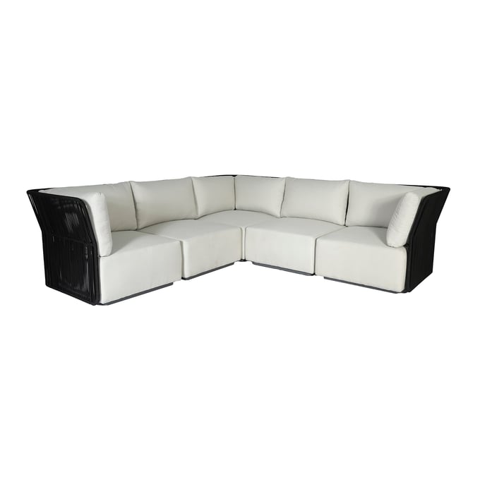 LH Home Naples Black White Outdoor L Shaped Sectional LHI-NAP047