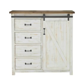 LH Home Provence White Brown 4 Drawer Chest with 1 Door