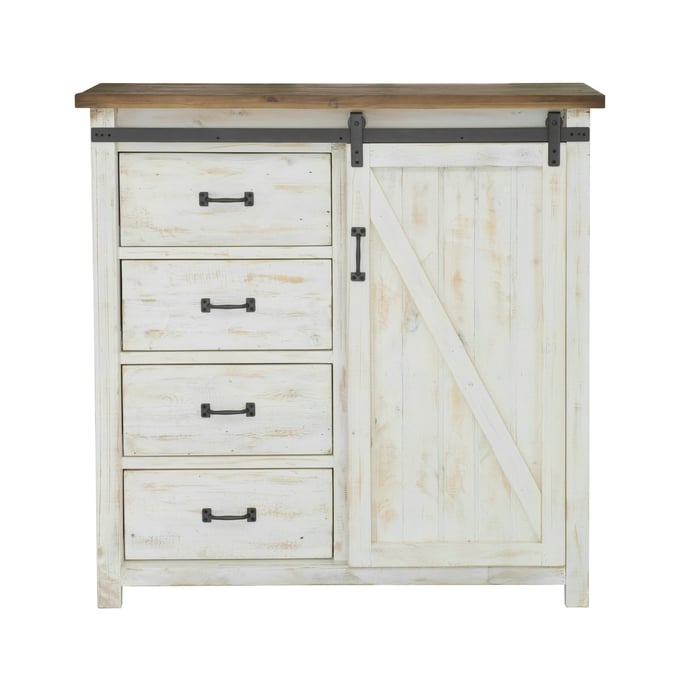 LH Home Provence White Brown 4 Drawer Chest with 1 Door LHI-PVN007