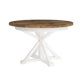 LH Home Provence White Brown 63 Inch Round Extension Dining Table