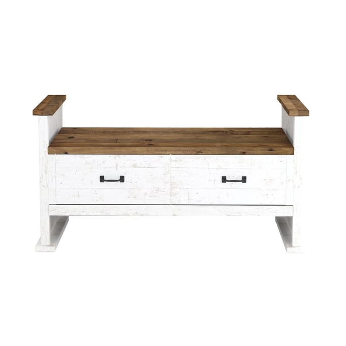 LH Home Provence White Brown Hall Bench 2 Drawer Base LHI-PVN015-B