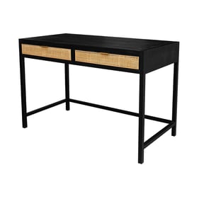 LH Home Cane Ebony Rattan Desk