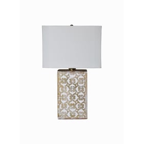 LH Home Skye Brown Off White Blossom Lamp