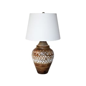 LH Home Skye Brown Off White Antique Lamp