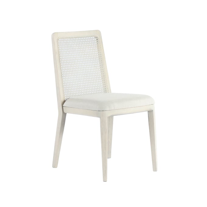 2 LH Home Cane White Beige Dining Chairs LHI-SNH-22-WM