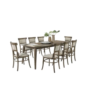 Lilola Home Bistro Vintage Walnut 9pc Dining Table Set