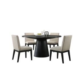 Lilola Home Jasper Ebony Black Beige 5pc Dining Table Set