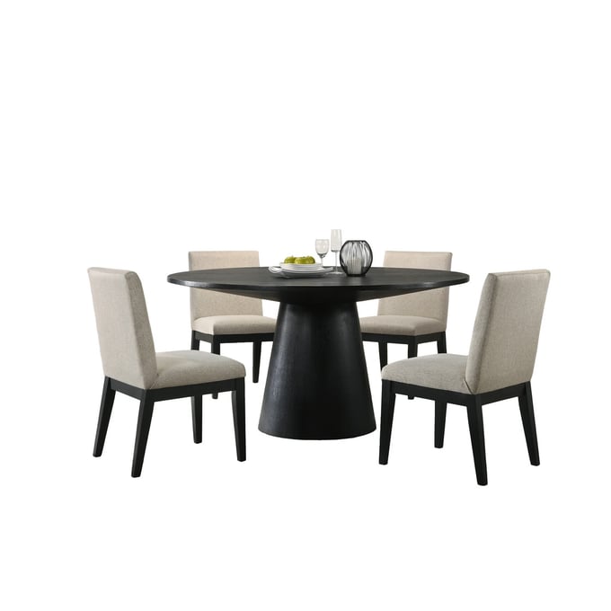 Lilola Home Jasper Ebony Black Beige 5pc Dining Table Set LILO-30016-1