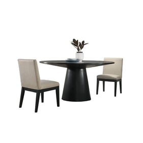 Lilola Home Jasper Ebony Black Beige 3pc Dining Table Set