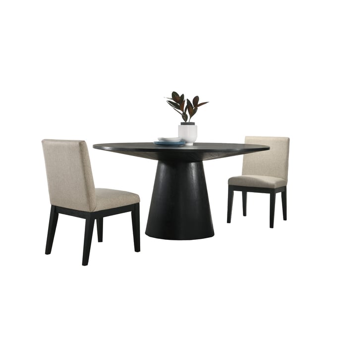 Lilola Home Jasper Ebony Black Beige 3pc Dining Table Set LILO-30016-2