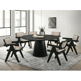 Lilola Home Jasper Ebony Black Beige 7pc Round Dining Set