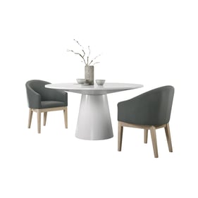 Lilola Home Jasper White Gray 3pc Round Dining Room Set