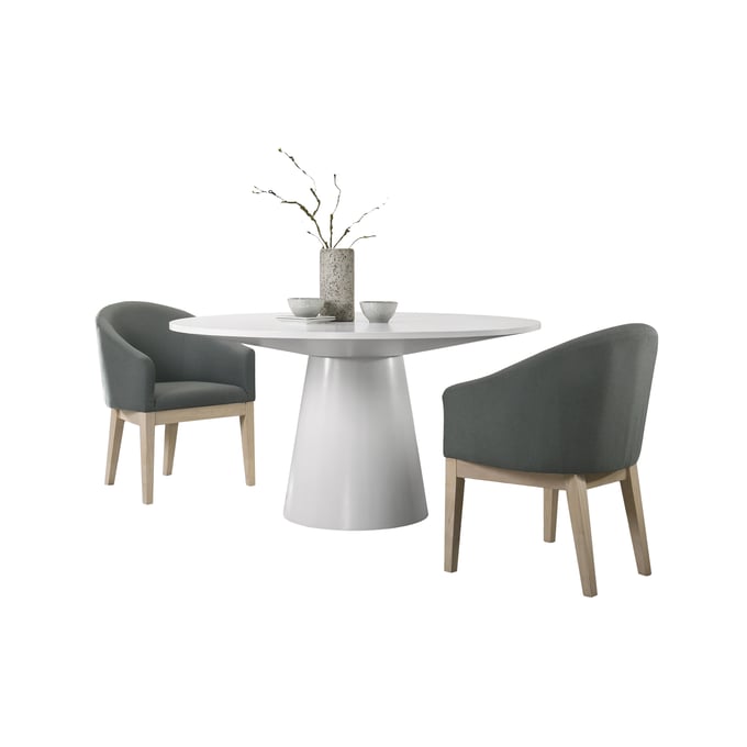 Lilola Home Jasper White Gray 3pc Round Dining Room Set LILO-30017-2